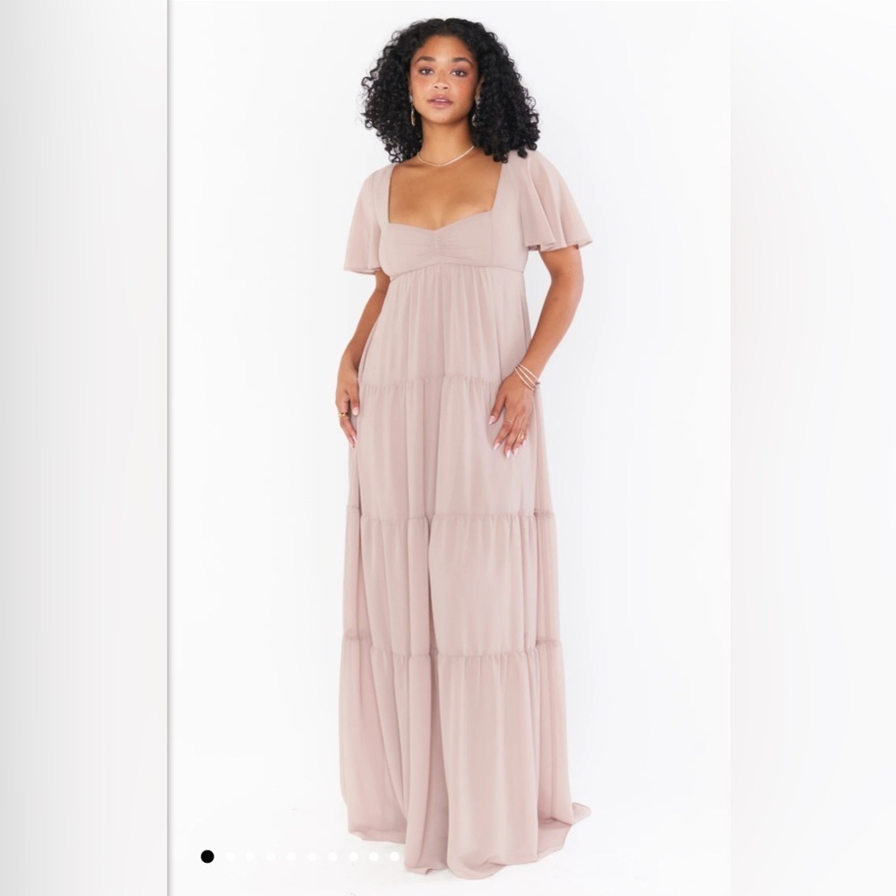 Show Me Your Mumu Nicole Maxi Dress Soft Beige Chiffon -Wedding Guest Dress
